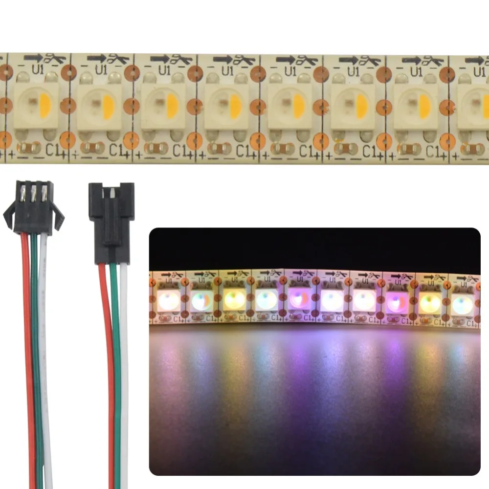 10x1 м SK6812 (аналогичен WS2812B) RGBW (RGB + теплый белый/холодный белый) 4 в 1 чип 144