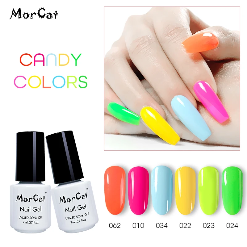 

MorCat Gel Nail Polish 7ml Fluorescent Color Gel Polish Soak Off Neon Nail Gel Varnish Lacquer Nail Art Vernis Semi Permanant UV