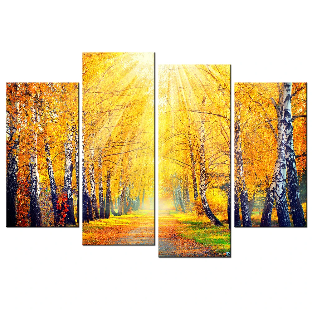 Painted Art Of A Birch Tree In Autumn Painted Art Of A Birch Tree In Autumn