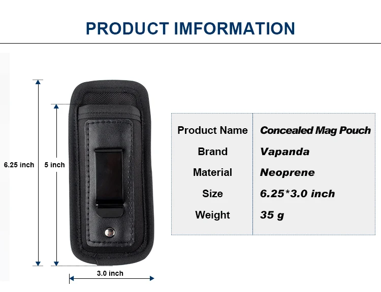 VAPANDA Тактический Подсумок Нейлон Пистолет Двойной стек 9 мм скрытый носить Glock 17 19 21 Beretta 92 XD кобура Mag мешок