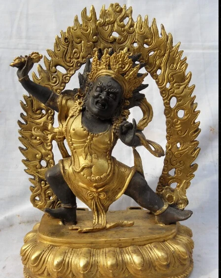 

JP S0524 10" Chinese Buddhism Tibetan Bronze Gilt Vajrapani Chana Dorje Buddha Statue T (B0328)