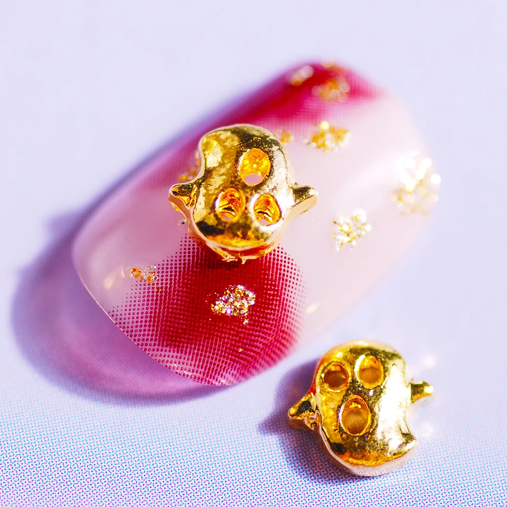 

100Pcs/Bag 3D Nail Rivet Studs Alloy Gold Charming Shiny Ghost Pumpkin Head Halloween for Nail Art Decoration Manicure DIY