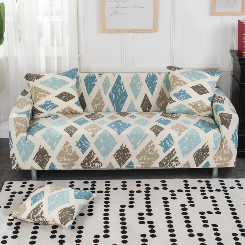 

Floral Geometic Printing Spandex Stretch Sofa Protective Slipcovers Elastic Sofa Cover Couch Cover for Living Room
