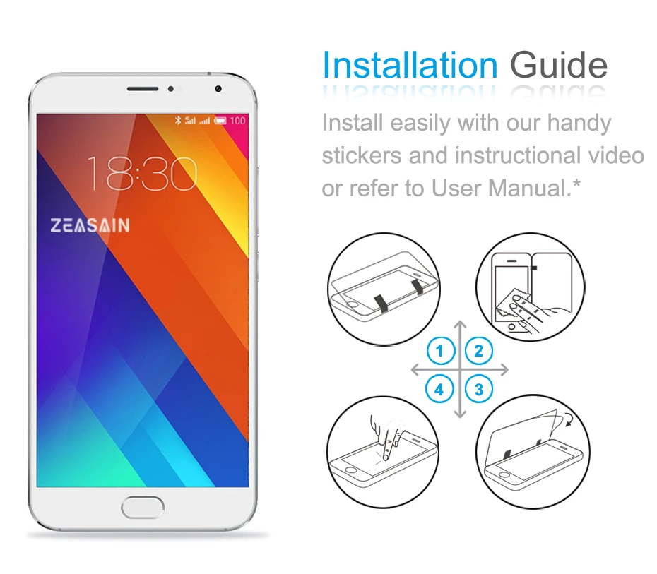Original ZEASAIN 0.3mm 9H Screen Protector Tempered Glass Film For Meizu MX5 Pro Prime HD Clear 5.5 inch Toughened Film (8)