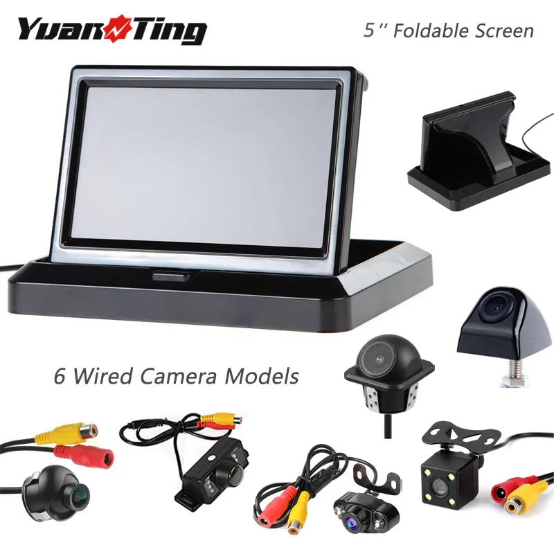 

YuanTing Car 5 inch TFT LCD Foldable Reversing Monitor Display Waterproof Rear View Camera Night Vision Parking System NTSC/PAL