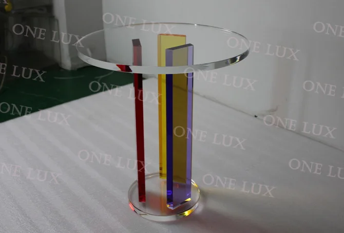 ONE LUX Acrylic Rainbow Coffee Table, Round Lucite Living room Tables Small Size ONE LUX Acrylic Rainbow Coffee Table, Round Lucite Living room Tables Small Size
