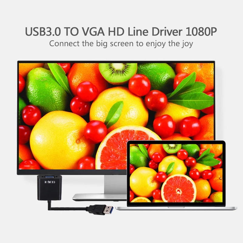 

Newest VGA to USB 3.0 1920x1080p Multi-Display Video Graphic Card External Cable Adapter for Win 7/8