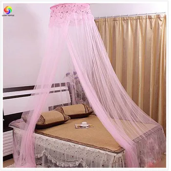 

Embroidered lace mosquito net round pink princess students insect bed canopy netting ceiling nets curtain for bed home outdoor