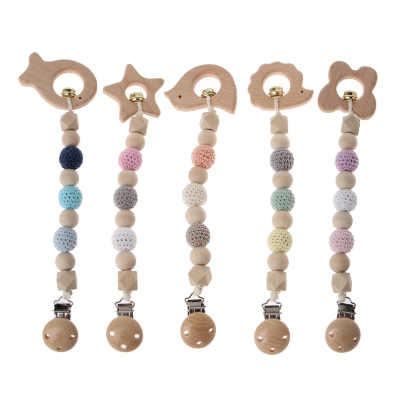 

Child Animal Clip Rattles Baby Beech Wood Teether Shower Gift Bed Hanging Toys