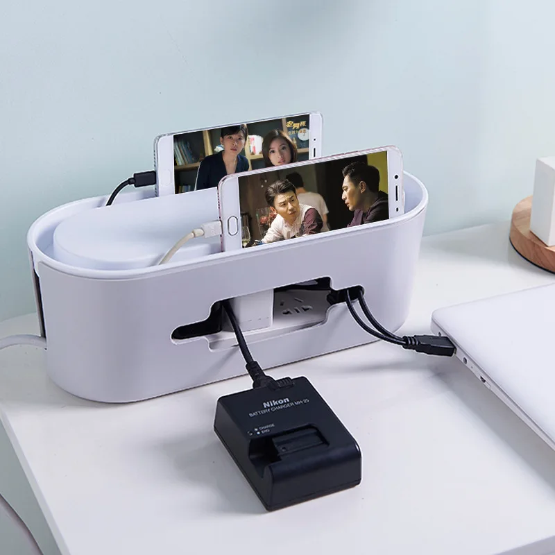Plastic Wire Storage Box Phone Hold Power Line Storage