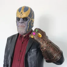 Маска Таноса Бесконечность гаунтлет перчатки Мстители Бесконечность войны латексный шлем косплей костюм на Хэллоуин аксессуар