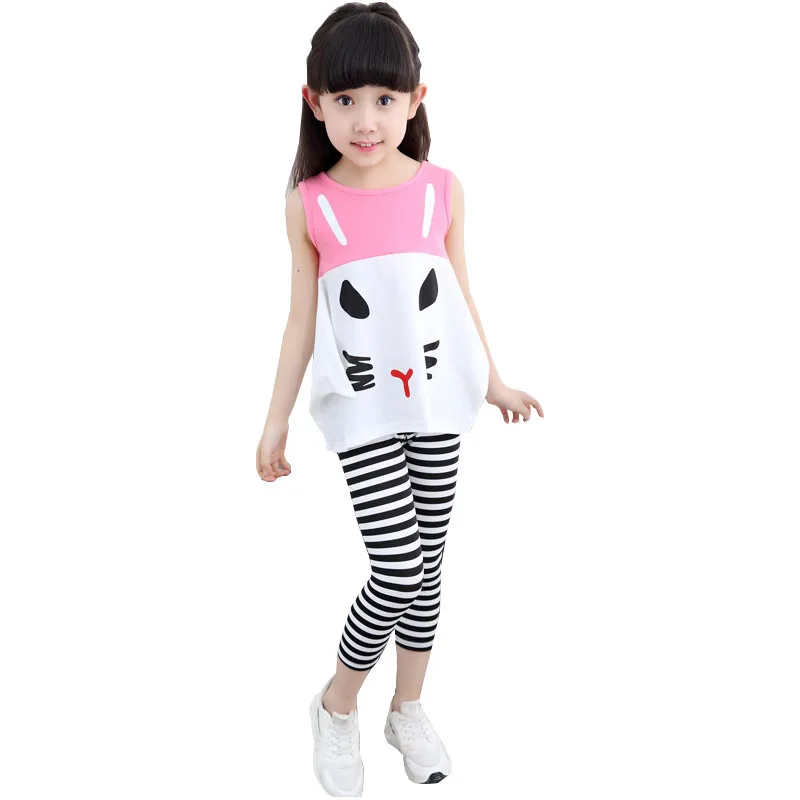 

Girls Summer Kids 2016 Korean version new sleeveless two-piece suit baby girl clothes