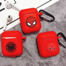 Силиконовый чехол для Apple Airpods, милый чехол, защитная крышка, Bluetooth наушники, зарядный чехол, анти-потеря, Marvel, с брелоком