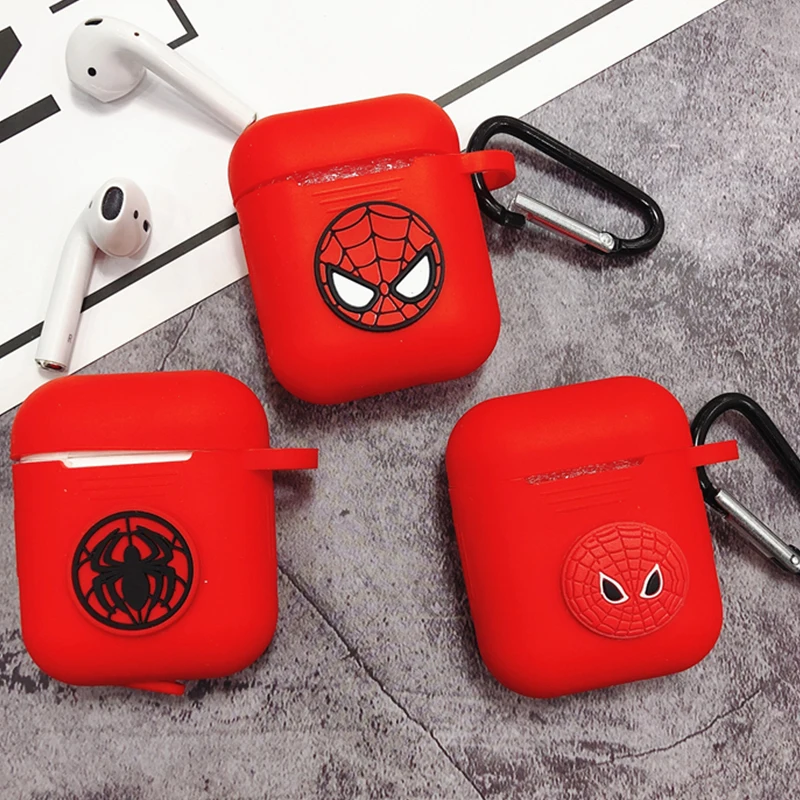 

Silicone case for Apple Airpods cute case protective cover Bluetooth Earphone Charging Box case Anti-lost Marvel with keychain