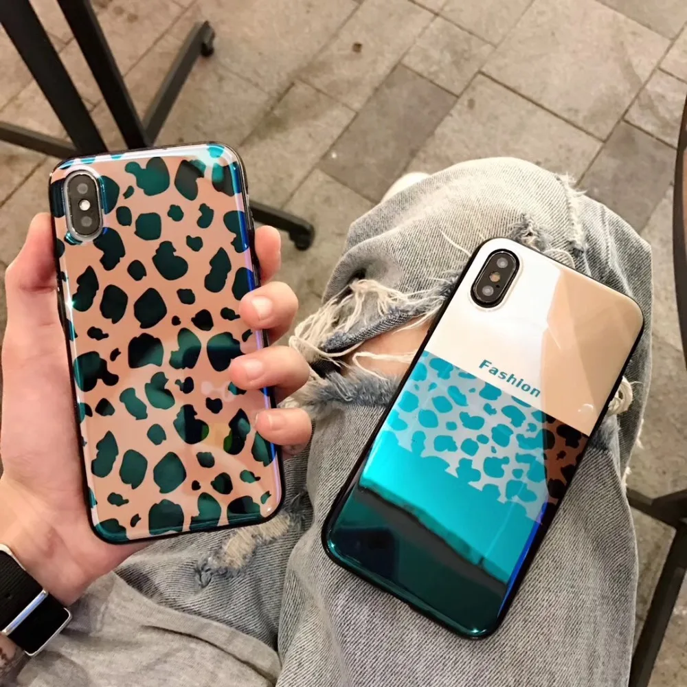 Leopard Girl Case For iPhone XS Max XR X 8 7 6S 6 Plus Women Cover Luxury Soft Silicone Blue Ray |