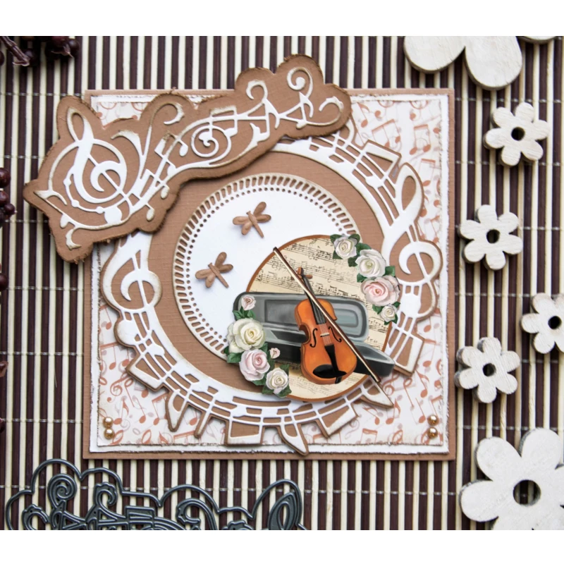 

JC Metal Cutting Dies for Scrapbooking Craft Cut Die Music Note Circle Background Stencil Handmade Album Paper Card Making Decor