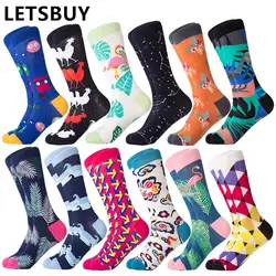 LETSBUY 12 пар/лот; Прямая поставка; Calcetines de hombre; мужские и женские милые разноцветные длинные носки без пятки с героями мультфильмов для мужчин