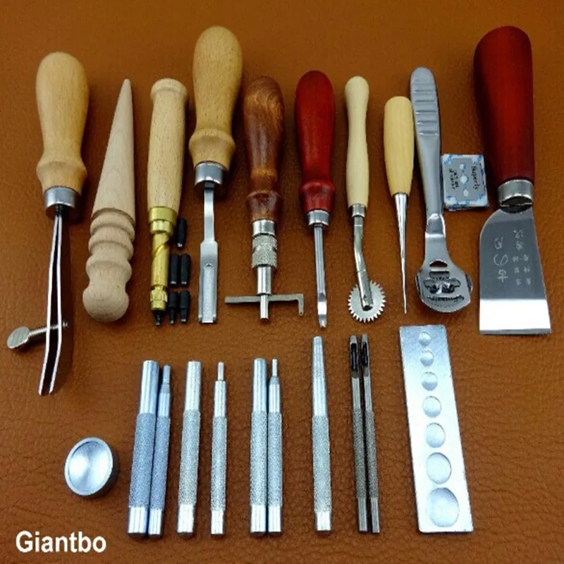 Leathercraft Tool Kit Hand Made Sewing Beveler Skiving Groover Awl Punch Set Craft Leather Tools