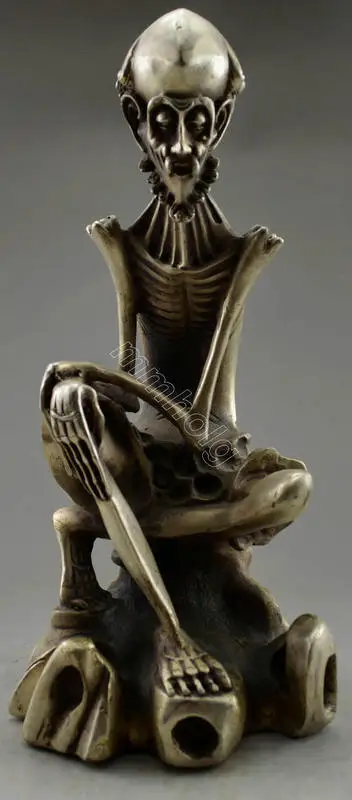

Metal Crafts Collectible Decorated Old Handwork Tibet Silver Skeleton Arhat Buddha Statue old
