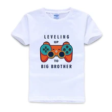 Короткая рубашка с круглым вырезом «Big Brother»; футболка с круглым вырезом для малышей и подростков; серый цвет; Рождественская одежда для детей