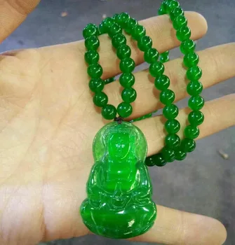 

Genuine Green Natural Grade yu guanyin necklace pendant certificate