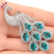 SheCrown длинная Большая Тяжелая 15,2 г насыщенный Синий Аквамарин турмалин Белый CZ Женская серебряная брошь 62x28 мм