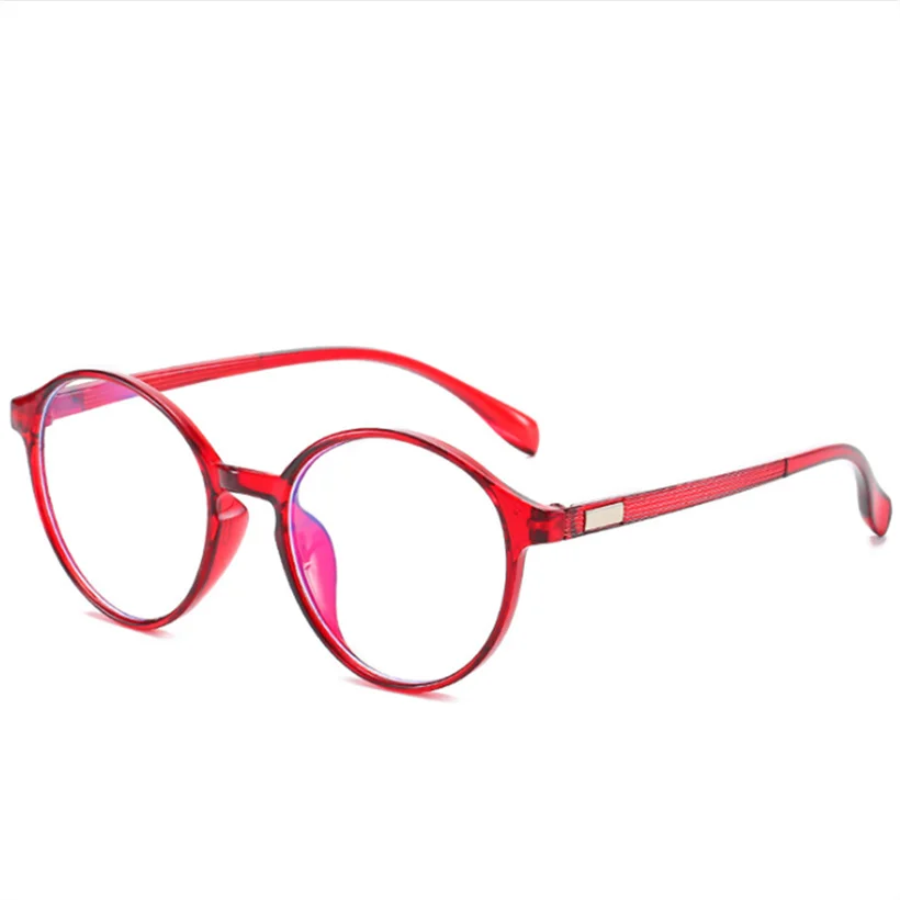 Женские очки с прозрачными линзами, оправа для мужчин, анти-синий светильник, круглые очки для компьютера, прозрачные оптические оправы для очков - Цвет оправы: Красный