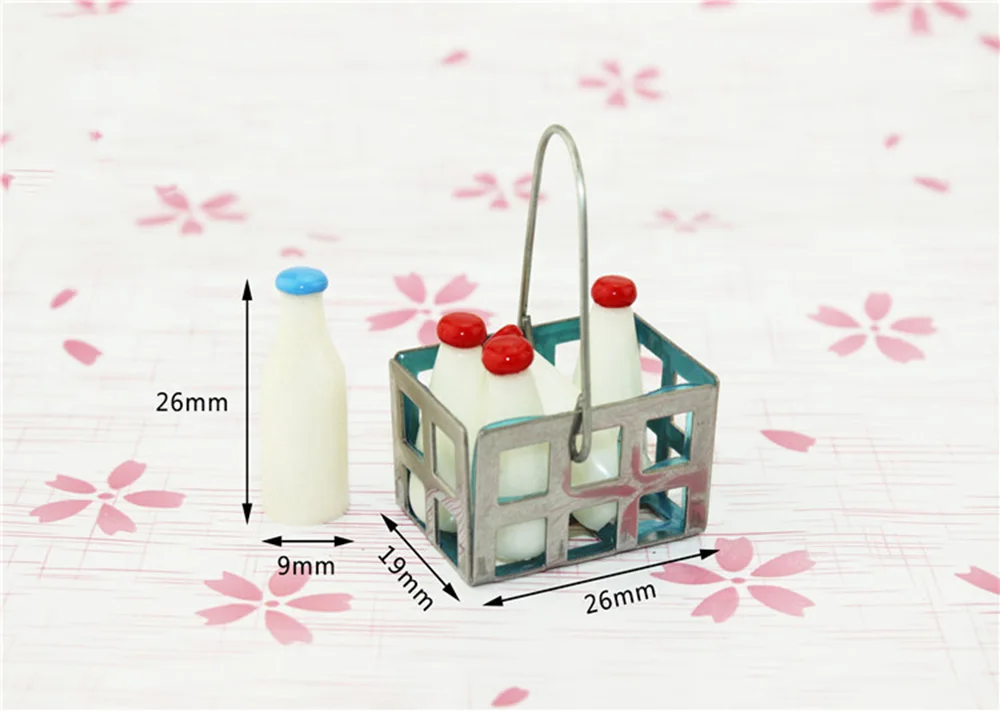 1/12 Кукольный миниатюрные аксессуары мини-металлическая корзина с бутылки молока моделирование мебель модель игрушки для кукольного дома