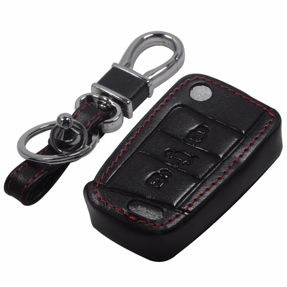 Jingyuqin кожаный чехол для ключей для Volkswagen VW Golf 7 GTI R MK7 Tiguan для Skoda Octavia A7 для Seat Leon Ibiza Key