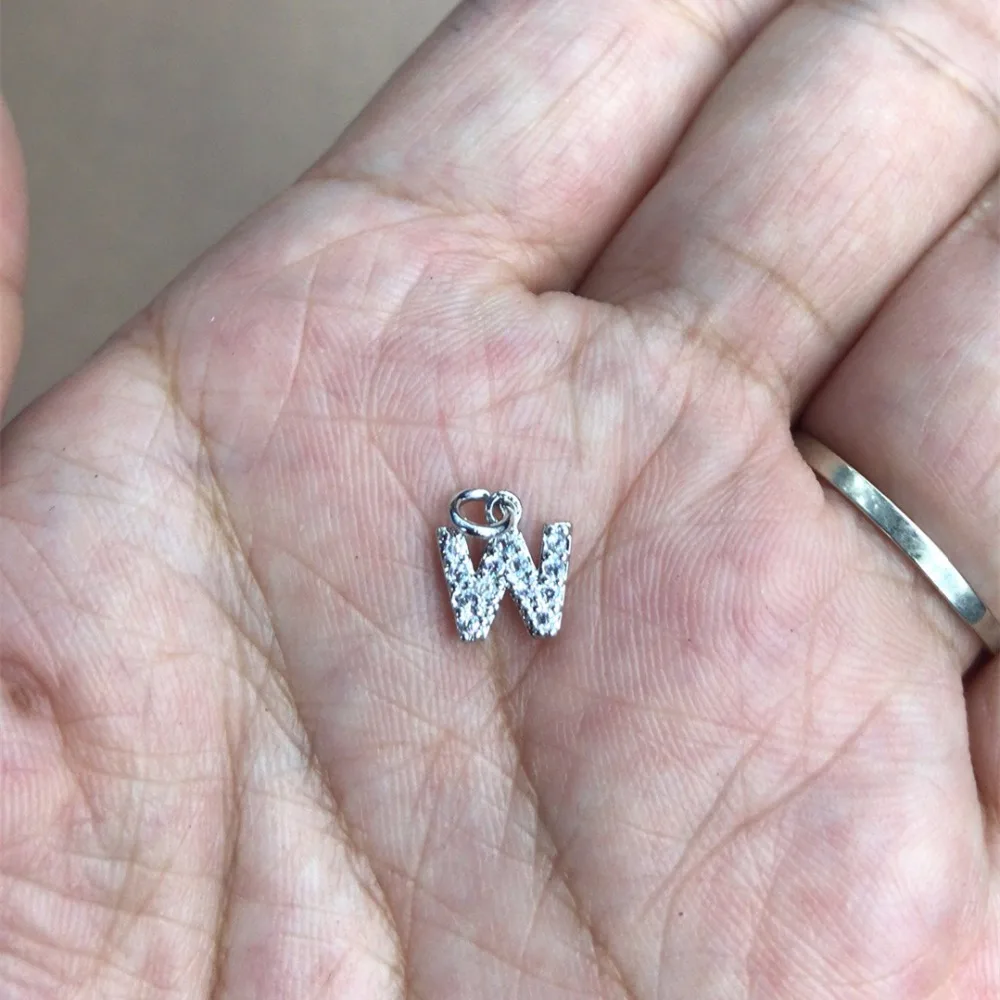

tiny white cubic zircon cz pave setting separate alphabet X Y Z W letters words charm charms 1 buckle pendant for jewelry making