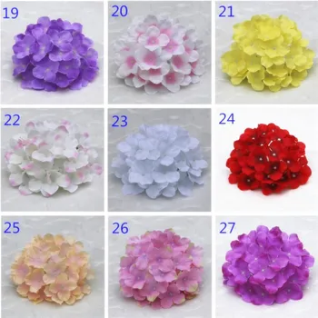 

480pcs Fake Hydrangea Flower Heads Simulation Silk Hydrangeas Artificial flowers 35 Colors for greenery flower wall decoration