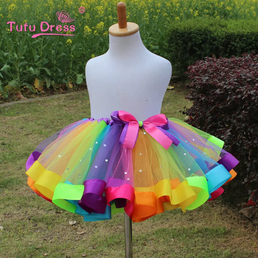 1 предмет, новинка, платье для девочек, платье для маленьких девочек, платье-пачка, детские платья цвета радуги со стразами