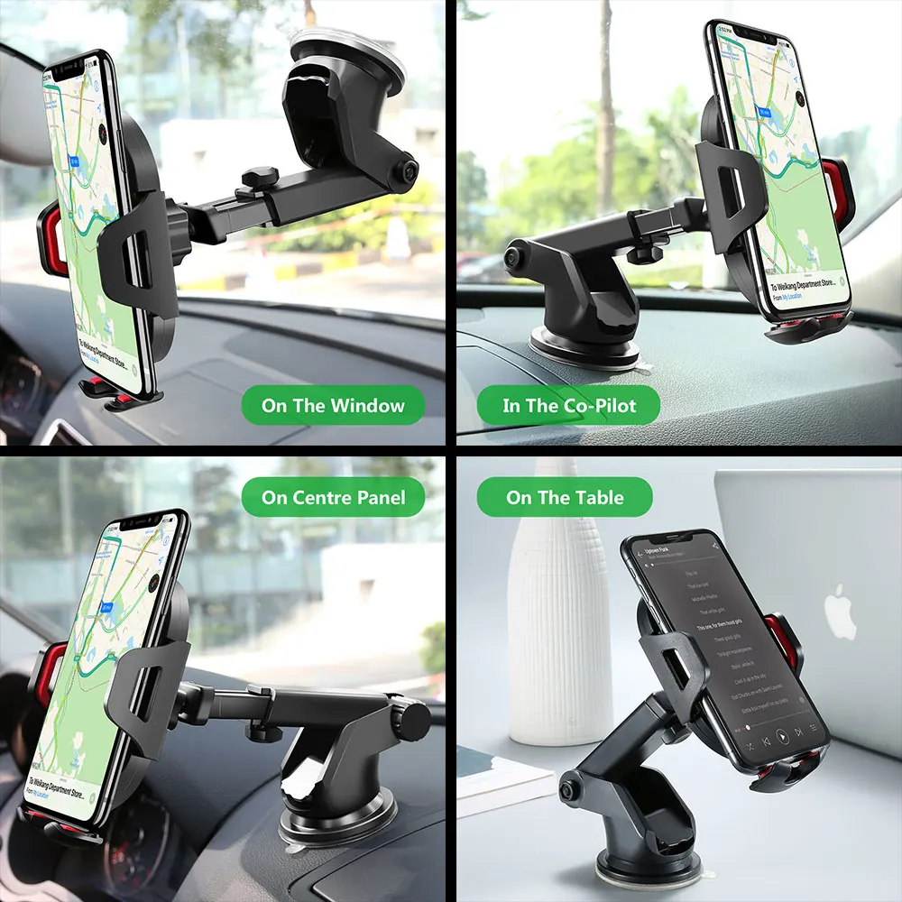 Support Téléphone Voiture Ventouse Auto Support Voiture Réglable, Rotation  à 360°Support iPhone Voiture au Pare-brise pour Phone