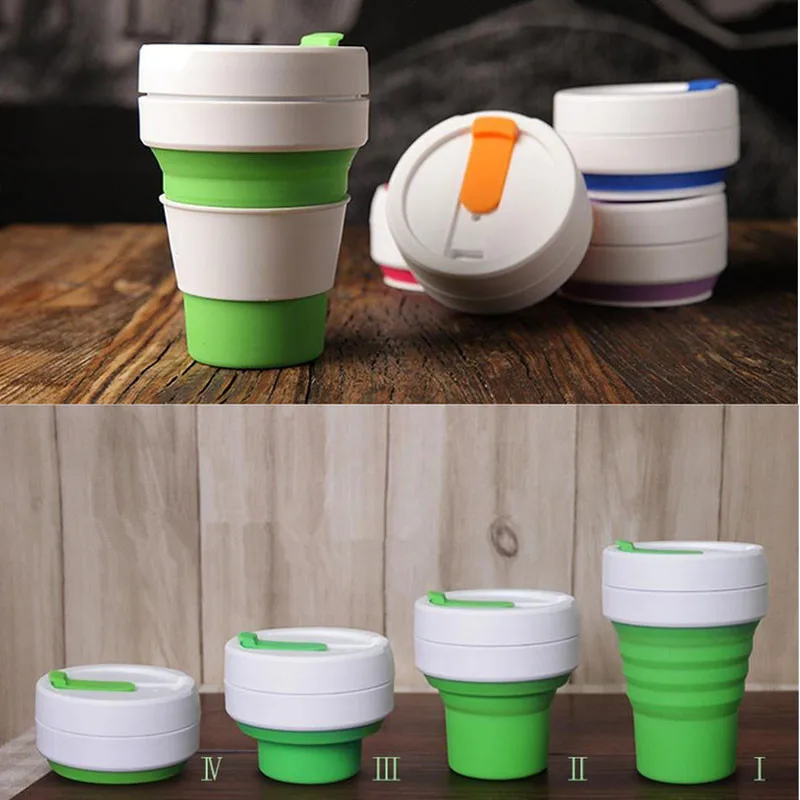 100 pcs Portable Folding Coffee Mugs Silicone Coffee Cups Portable