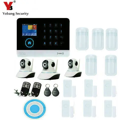 Yobangsecurity RFID Беспроводной gsm Защита от взлома Системы WI-FI охранных Камера Системы с WI-FI IP Камера Беспроводной мерцающий Siren