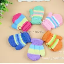 Коралловая кашемировая полосатая перчатка поси варежки шнур для детей аксессуары сохраняющие тепло перчатки 10 пар