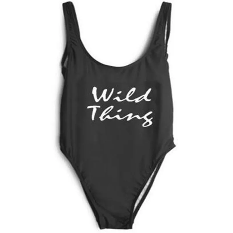WILD THING Letter Summer Women Sexy Bathing Suits Funny One Piece