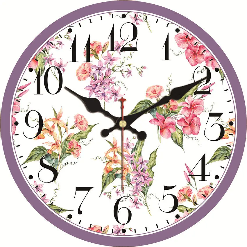 

WONZOM Vintage Wall Clock Flower Design Relogio De Parede Large Silent Clock For Living Room Shabby Chic Kitchen Saat Home Decor