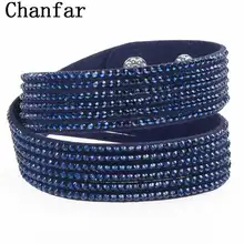 Fashion Wrap velvet bracelet leather crystal bracelet with snap button clasp crystal Bangle couple jewelry