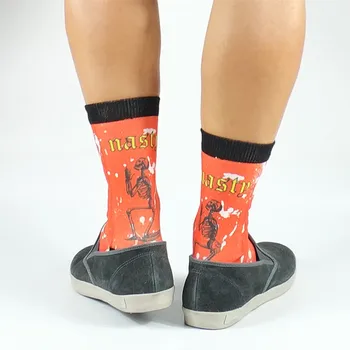 

Men's Red Splatter Skeleton Print Skate Socks USA Size 7-9 ,Euro Size 40-42 ( 100% Polyester )
