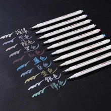 10 цветов 1-2 мм металлический маркер ручка DIY альбом дневник предметы для скрапбукинга мягкая кисть маркер для рисования Канцтовары Школьные принадлежности