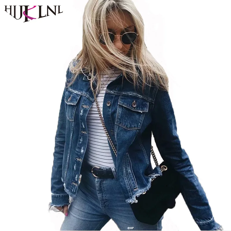 HIJKLNL Fashion Cropped Denim Jacket Coat 2017 Autumn