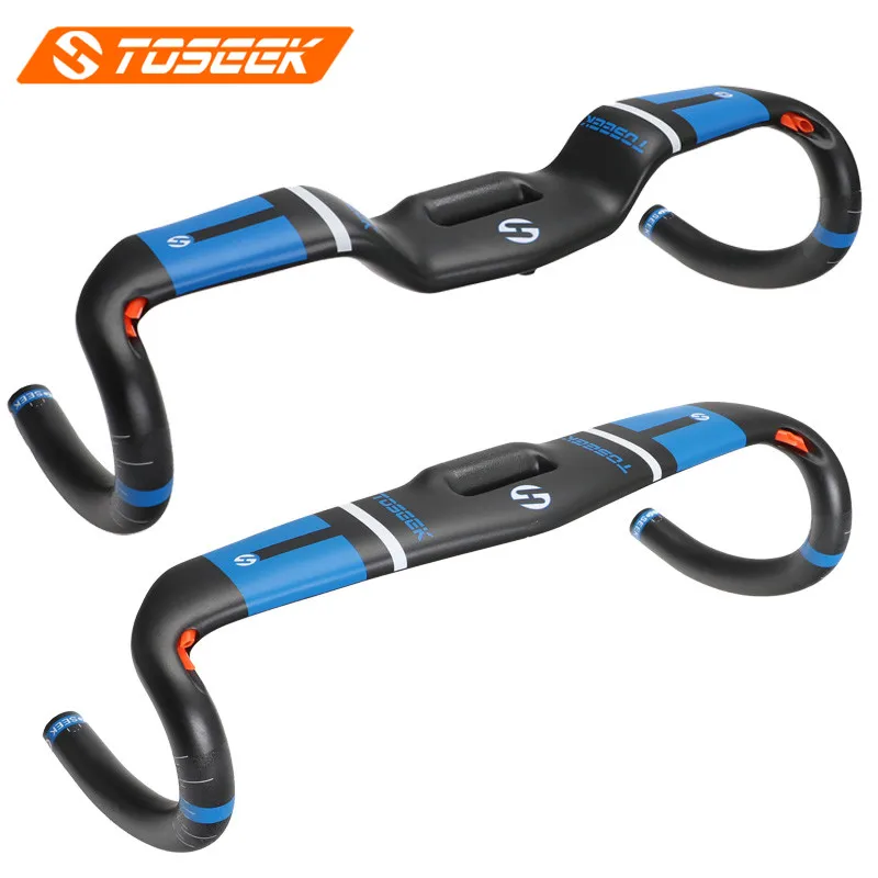 Toseek carbon fiber road bicycle handlebar Matt carbon riser handlebar highway road bike