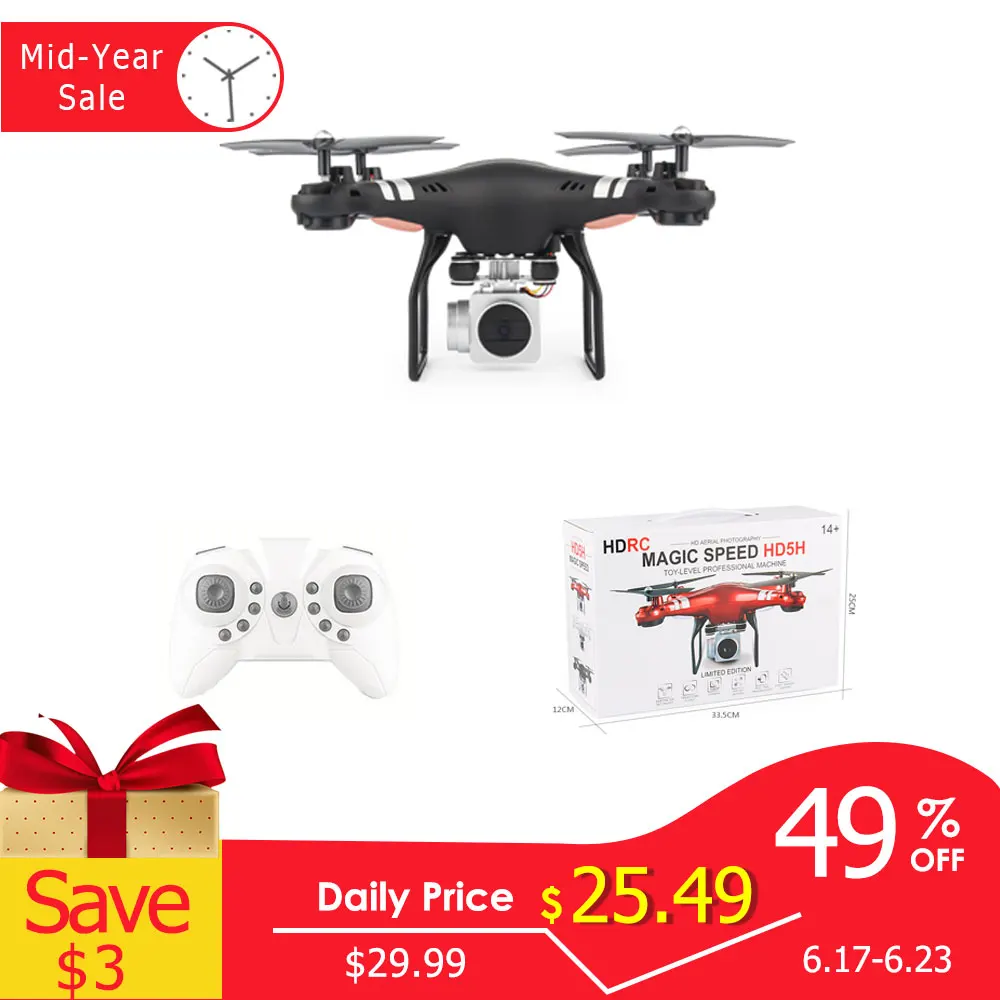 

RC Helicopter Drone With Camera 1080P HD RC Drone Professional With WiFi FPV RC Quadcopter With Headless Mode Toys For Children