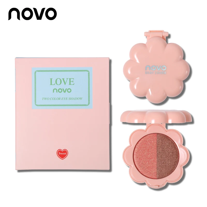 

Novo Brand 2 Color Eyeshadow Nude Pigment Makeup Palette Satin Rose Gold Earth Color Smoky Shimmer Matte Eye Shadow Cosmetic Kit