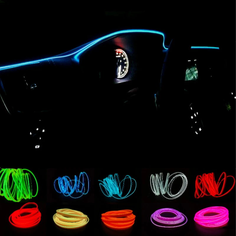 

JURUS 2Meter Backlight For Car Interior Light Led Tape Strip Neon El Cold Light Decorative Strips Lamp Dashboard Console