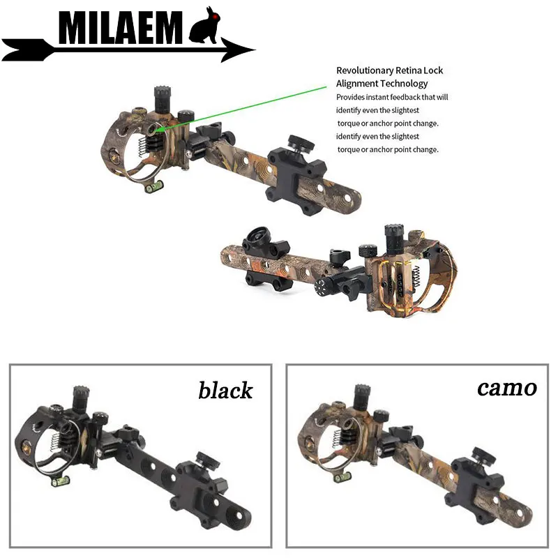 Стрельба из лука комплексный прицел для лука retina микро отрегулировать прицел 0,019 волоконно-оптический 5 контактов/7 контактов Спорт на
