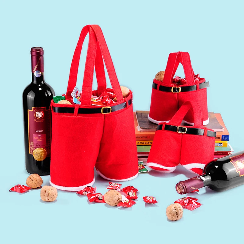 10PCS New red christmas decorating jelly candy gift bag bags with