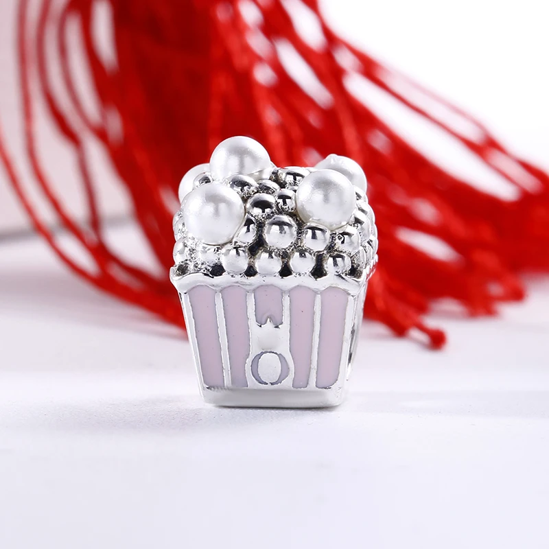 

2018 Summer 925 Sterling Silver Delicious Popcorn Pearl Charm Fit Original Pandora Bracelet Charms Bead for Jewelry Making