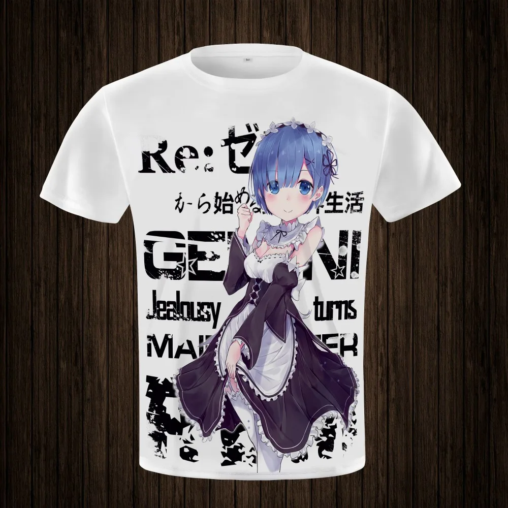 Футболка с принтом аниме Re: Zero кара хаджимеру Isekai Seikatsu футболка коротким рукавом